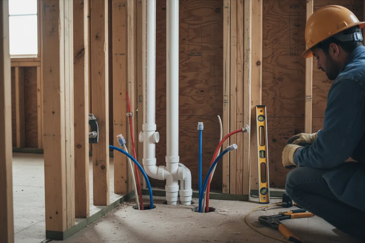 Drain and supply rough-in during Leak Detection in Burgaw