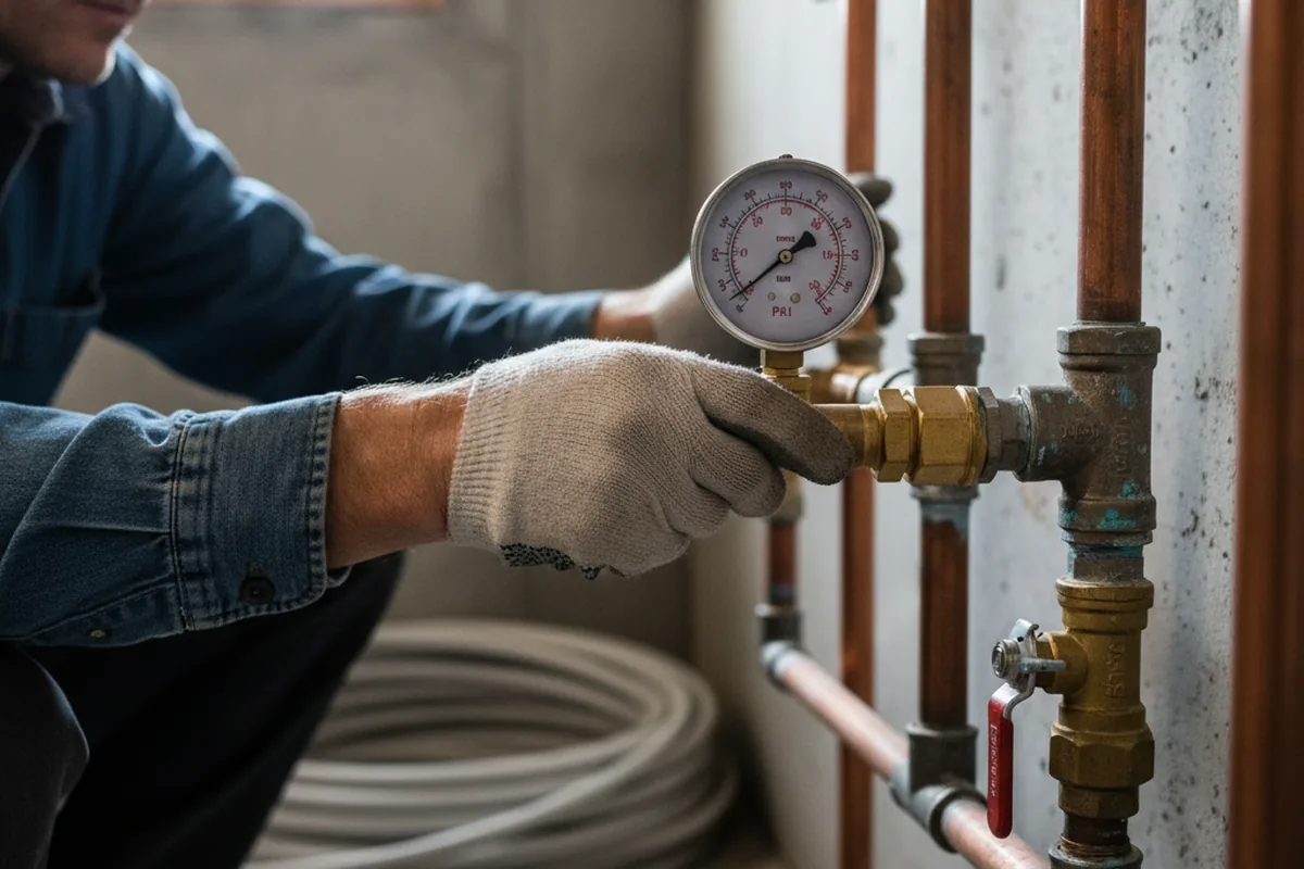 Pressure testing a repaired line during Water Line Repair in Burgaw